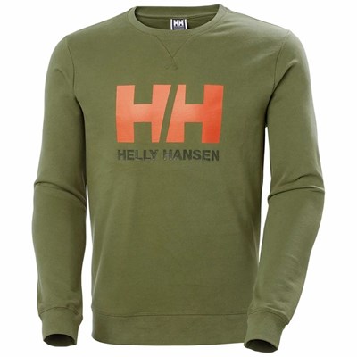 Men's Helly Hansen Hh Logo Crew Sweat Sweatshirts Green | 053-YEQZVU